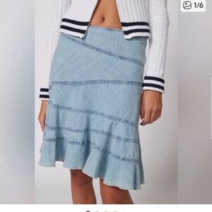 Urban Outfitters Millie Fluted Denim Mini Skirt Size S